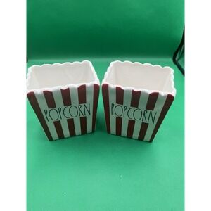 RAE DUNN Red Striped Bucket‎ POPCORN CONTAINERS Bowls NEW